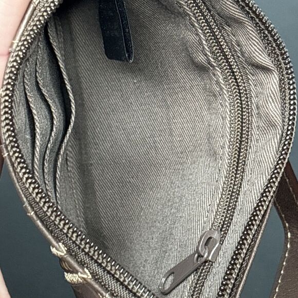 Fossil Small Wristlet Wallet With Embellishments Stripes Brown 6 x 4 Inches - Picture 9 of 11